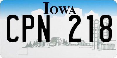 IA license plate CPN218
