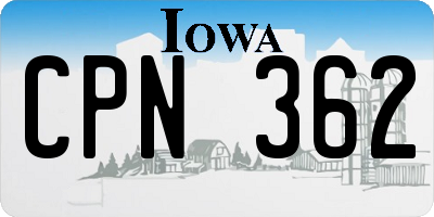 IA license plate CPN362