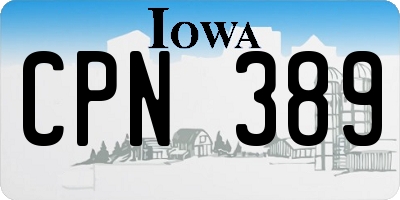 IA license plate CPN389