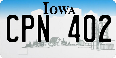 IA license plate CPN402