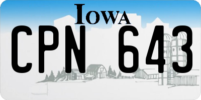 IA license plate CPN643