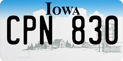 IA license plate CPN830