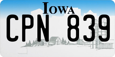 IA license plate CPN839