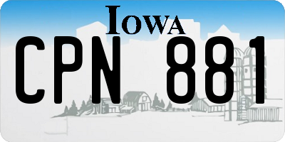 IA license plate CPN881