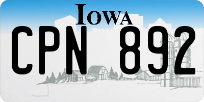 IA license plate CPN892