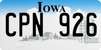 IA license plate CPN926
