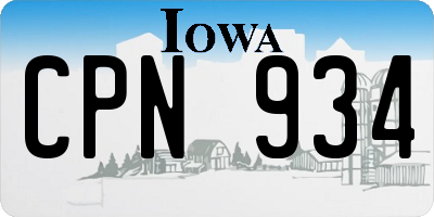 IA license plate CPN934