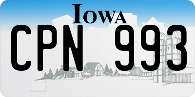 IA license plate CPN993