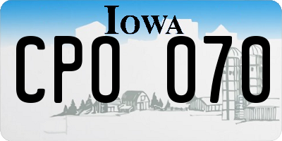 IA license plate CPO070