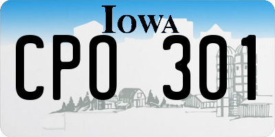 IA license plate CPO301