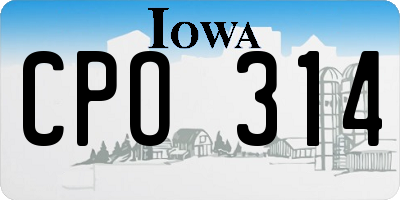 IA license plate CPO314