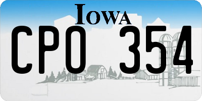 IA license plate CPO354