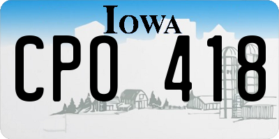 IA license plate CPO418