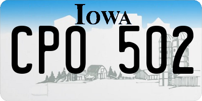 IA license plate CPO502