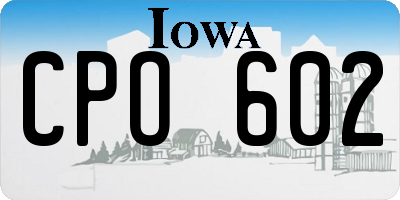 IA license plate CPO602