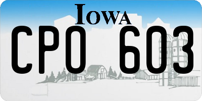 IA license plate CPO603