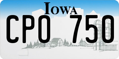 IA license plate CPO750