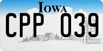 IA license plate CPP039