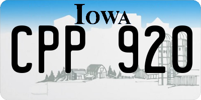 IA license plate CPP920