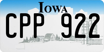 IA license plate CPP922