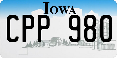 IA license plate CPP980