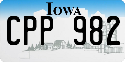 IA license plate CPP982