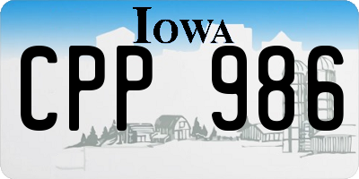 IA license plate CPP986