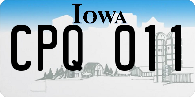 IA license plate CPQ011