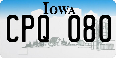 IA license plate CPQ080