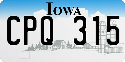 IA license plate CPQ315