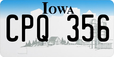 IA license plate CPQ356