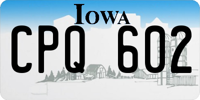 IA license plate CPQ602