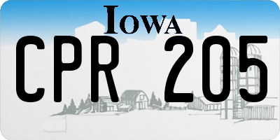 IA license plate CPR205