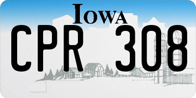 IA license plate CPR308