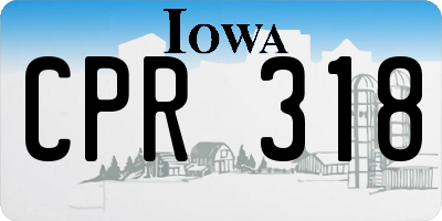 IA license plate CPR318