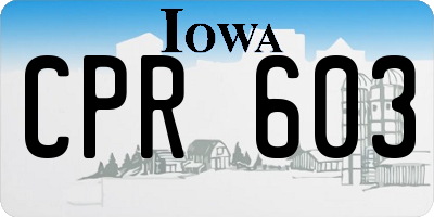 IA license plate CPR603