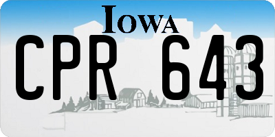 IA license plate CPR643