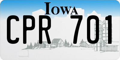 IA license plate CPR701