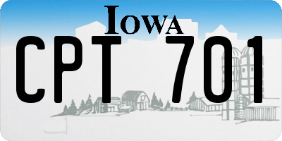 IA license plate CPT701