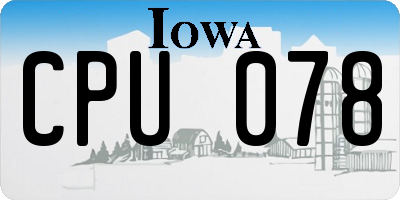 IA license plate CPU078