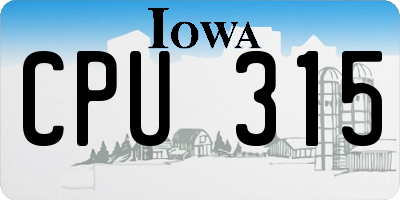 IA license plate CPU315