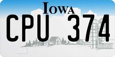 IA license plate CPU374