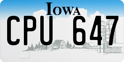 IA license plate CPU647