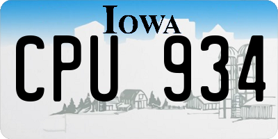 IA license plate CPU934