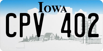 IA license plate CPV402