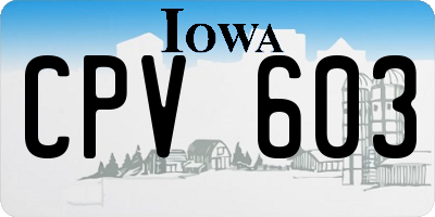 IA license plate CPV603