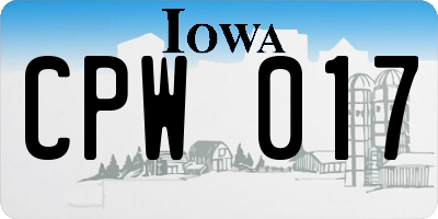 IA license plate CPW017