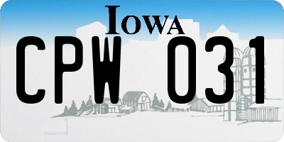 IA license plate CPW031