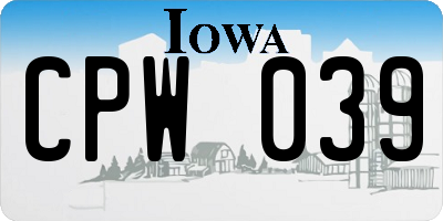IA license plate CPW039