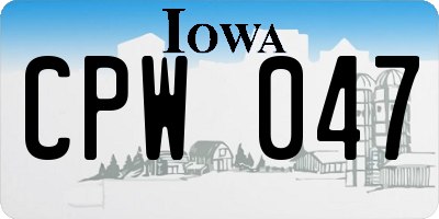 IA license plate CPW047
